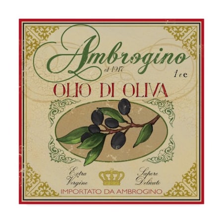 Fiona Stokes-Gilbert 'Olive Oil Label' Canvas Art,24x24